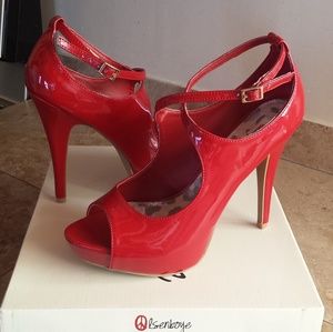 Red strappy heels